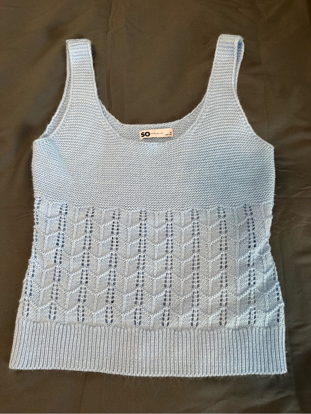SO Pale Blue Knit Scoop Tank